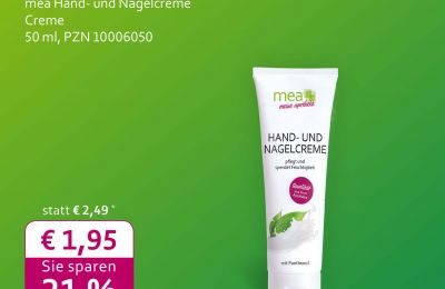 mea Hand- und Nagelcreme: August-Angebot in der Rabenfels-Apotheke Herten