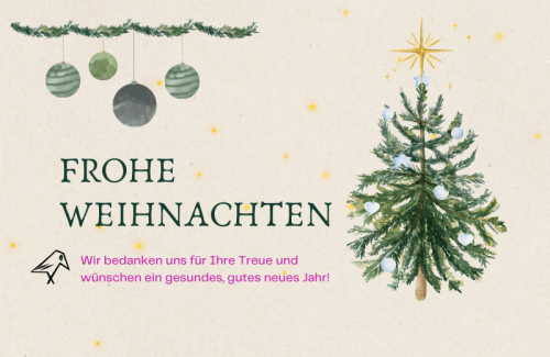 Festtagswünsche der Rabenfels-Apotheke: Herzlichen Dank für Ihre Treue im Jahr 2025 und alles Gute für 2026