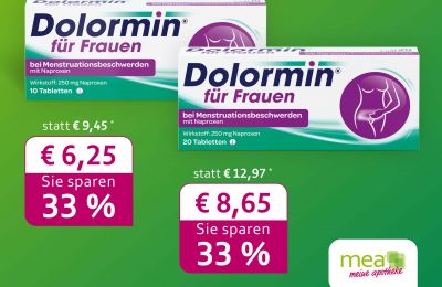 Bei Menstruationsbeschwerden - Dolormin für Frauen: April-Angebot der Rabenfels-Apotheke Herten
